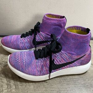 Women's NIKE Purple & Blue LUNAREPIC Stretch FLYKNIT Ankle High SNEAKERS Shoes